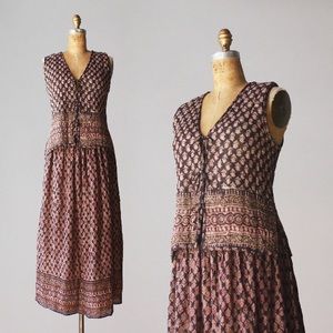 70’s Gauzy India Cotton Skirt and Top set